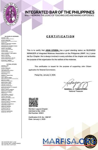 Realistic Philippines certificate of good standing Word and PDF template, version 6